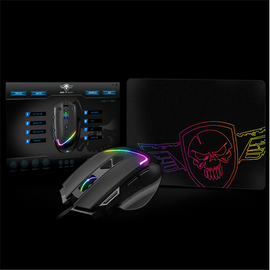 Spirit of Gamer Egér - PRO-M3 RGB (Optikai, 7200DPI, 8 gomb, harisnyázott kábel, fekete) + egérpad