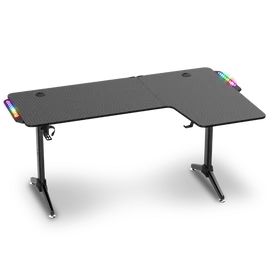 Spirit of Gamer Gamer Asztal - Headquarter 600 R (MDF lap, fém lábak, fekete, RGB LED háttérvilágítás, 160 x 60 x 75cm)