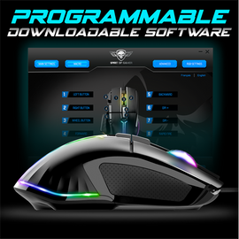 Spirit of Gamer Egér - PRO-M5 RGB (Optikai, 12800DPI, 1000Hz, 8 gomb, harisnyázott kábel, fekete)
