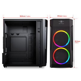 Spirit of Gamer Számítógépház - Deathmatch 3 RGB (fekete, ablakos, 2x12cm, ventilátor mATX, ITX, 1xUSB3.0, 2xUSB2.0)
