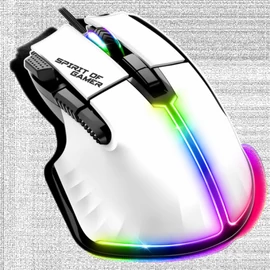 Spirit of Gamer Egér - PRO-M5 Arctic (Optikai, 12800DPI, 1000Hz, 8 gomb, harisnyázott kábel, fehér)