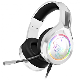 Spirit of Gamer Fejhallgató - PRO-H8 RGB White (MultiPlatform, mikrofon, 3.5mm jack, hangerőszabályzó, 2m kábel, fehér)