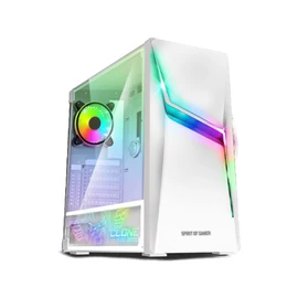 Spirit of Gamer Számítógépház - CLONE 4 White (fekete, ablakos, 2x12cm ventilátor, alsó táp,  ATX, 1xUSB3.0, 2xUSB2.0)