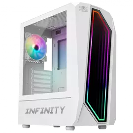 Spirit of Gamer Számítógépház - INFINITY White (fekete, ablakos, 8x12cm ventilátor, alsó táp,  ATX, 1xUSB3.0, 2xUSB2.0)