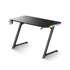 Spirit of Gamer Gamer Asztal - Headquarter 250 (Fa lap, fém lábak, fekete, kék RGB háttérvilágítás, 120 x 60 x 75 cm)