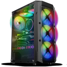 Spirit of Gamer Számítógépház - REBEL XT Black (fekete, ablakos, 4x12cm ventilátor, alsó táp,  ATX, 1xUSB3.0, 2xUSB2.0)