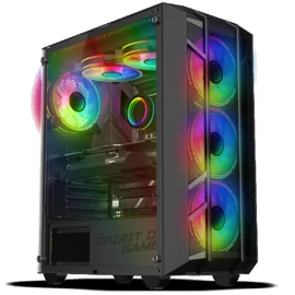 Spirit of Gamer Számítógépház - REBEL NX Black (fekete, ablakos, 4x12cm ventilátor, alsó táp,  ATX, 1xUSB3.0, 2xUSB2.0)