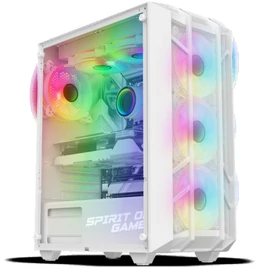 Spirit of Gamer Számítógépház - REBEL NX White (fekete, ablakos, 4x12cm ventilátor, alsó táp,  ATX, 1xUSB3.0, 2xUSB2.0)