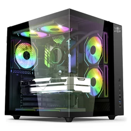 Spirit of Gamer Számítógépház - BANDIT GT (fekete, ablakos, 3x12cm ventilátor, alsó táp,  ATX, 1x USB-C, 3x USB-A)