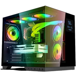 Spirit of Gamer Számítógépház - VIPER CRX Black (fekete, ablakos, 6x12cm ventilátor, alsó táp,  ATX, 1x USB-C, 2x USB-A)