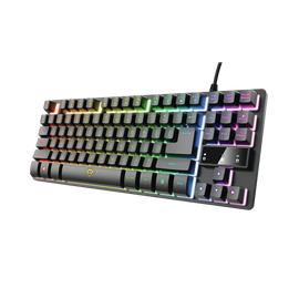 Trust Billentyűzet Gamer - GXT 833 Thado (RGB LED háttérvilágítás; TKL méret; USB; fekete; magyar)