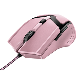 Trust Egér Gamer - GXT 101P Gav Pink (Optikai érzékelő; 4800DPI; gumizott külső; rózsaszín)