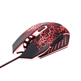 Trust Egér Gamer - GXT105X Izza (Optikai érzékelő; 4000DPI; 6 gomb; LED; gumizott külső; fekete)