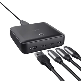 Trust Telefon töltő - Maxo (4 port; 100W;  USB + 3x USB-C; fekete)