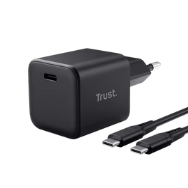 Trust Telefon töltő - Maxo Ultra-small (65W; USB-C; + 2m kábel; fekete)