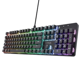 Trust Billentyűzet Gamer - GXT871 Zora (Mechanikus, Huano switch; RGB LED háttérvilágítás; USB; fekete; angol)
