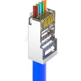 Walisec csatlakozó - RJ45-P6S (RJ45, Cat6, árnyékolt, 8P8C, aranyozott, befűzős) 100db/csomag