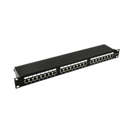Walisec patch panel - PP-P6S2401 (24 port, Cat6, 1U, árnyékolt, fekete)