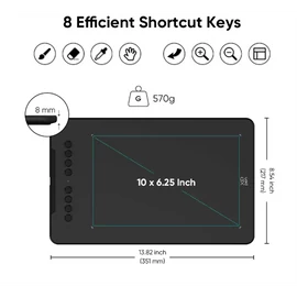 XP-PEN Grafikus tábla - Deco 01V3 (10"x6,25", 5080 LPI, PS 16k, 200 RPS, 8 gomb, USB)