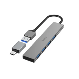 Hama USB 3.2 Gen1 HUB 1:4, 5 Gbit/s, USB Type-C OTG adapterrel (200141)