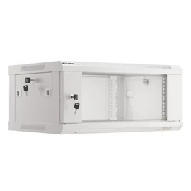 Lanberg WF01-6404-10S 19 4U SZÉL:600mm MÉLY:450mm MAG:290mm lapraszerelt üvegajtós szürke fali rack szekrény