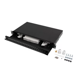 Lanberg FOP1-24SS-LDB 19 1U 24xSC szimplex 24xLC duplex kötőkazettával szerelt fekete optikai patch panel