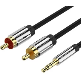 Vention 3.5mm jack/M -> 2*RCA/M,  (audio, aranyozott, fémház), 1,5m, kábel