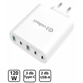 Hálózati töltő adapter gyorstöltő funkcióval 120W, Fehér