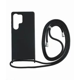 Sam S25 Ultra TPU+PC fekete tok,Fekete zsinórral