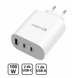 Hálózati töltő adapter gyorstöltő funkcióval 100W, Fehér