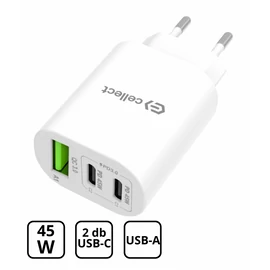 Hálózati töltő adapter gyorstöltő funkcióval 45W, Fehér