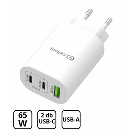 Hálózati töltő adapter gyorstöltő funkcióval 65W, Fehér