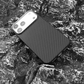 Mágneses aramid karbon tok, iPhone 17 Pro Max, Fekete