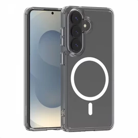Samsung S26 TPU+PC mágneses szilikon tok, Átlátszó