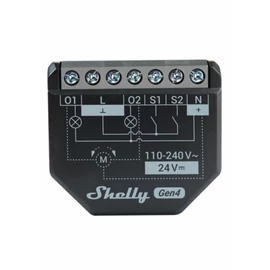 Shelly 2PM Gen4 WiFi + Bt, két áramkörös fogyasztás mérős relé