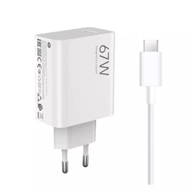 Xiaomi 67W hálózati töltő USB-C adatkábellel, fehér BHR9465