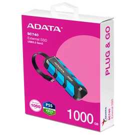 ADATA SSD Külső USB 3.2 1TB SC740, Type-C, Kék