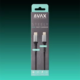 AVAX Töltőkábel, USB-C - Lightning, 3A, 1,5 méter, acélszürke