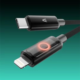 AVAX Töltőkábel, USB-C - Lightning, Fonott, 27W, 1 méter, szürke