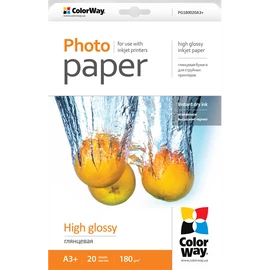 COLORWAY Fotópapír, magasfényű (high glossy), 180 g/m2, A3+, 20 lap