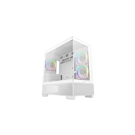 DEEPCOOL Ház Micro ATX CG380 3F, Tápegység nélkül, Fehér, Üvegfalú
