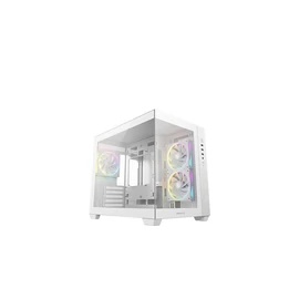 DEEPCOOL Ház Micro ATX CG330 3F WH, Tápegység nélkül, Fehér, Üvegfalú