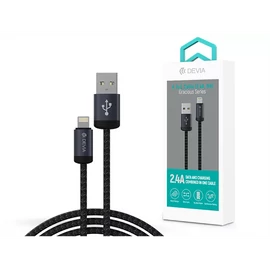 DEVIA ST108035 Gracious v2 12W USB/Lightning adat-és töltőkábel, fekete, 1m