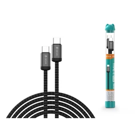 Devia Gracious Series Tube PD 60W USB-C - USB C (Type-C) adat-és töltőkábel, fekete, 1m