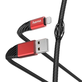 HAMA 201538, FIC E3 ADATKÁBEL  LIGHTNING "EXTREME" 1,5M, FEKETE-PIROS