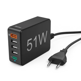 HAMA 201630, FIC E3 HÁLÓZATI TÖLTŐ 51W 5 PORT (1XQC3.0, 3XUSB-A, 1XUSB-C PD)