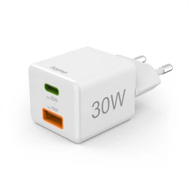HAMA 201992, UNIVERZÁLIS HÁLÓZATI USB & TYPE-C  MINI TÖLTŐ,"PD/QC" (30W), FEHÉR