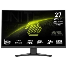 MSI Monitor GAMING MAG 275CQF E18 Ívelt 27" WQHD 2560x1440 180Hz Rapid VA 1500R, 5000:1, 0,5ms, 2x HDMI,DP, USB-C