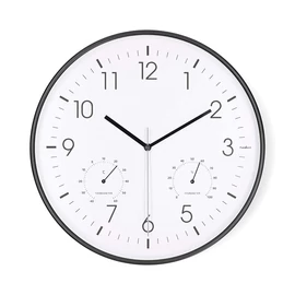 Nedis CLWA4226BK falióra, 30 cm átmérő,  műanyag, csendes szerkezet: óra, hőmérő, páratartamom mérő