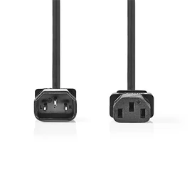 Nedis CEGL10500BK20 tápkábel IEC-320-C14 - IEC-320-C13, 3 x 0.75 mm, C13-C14, PC, M/F, 2m